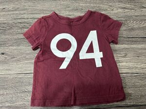 半袖Tシャツ ワインレッド 赤 子供服 80サイズ 男の子 女の子 カジュアル 数字Tシャツ シンプル ベビー服80