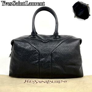 【極美品】Yves Saint Laurent イヴサンローラン ハンドバッグ クロコ イージーボストン トートバッグ カサンドラ Yライン レザー ブラック