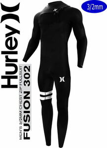 特価【サイズXS】 ハーレー HURLEY FUSION 3/2mm チェストジップ　2023　メンズ BLACK　フルスーツ　ウェットスーツ