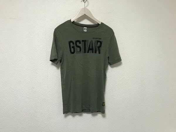 本物ジースターロウGSTARRAWコットンロゴプリント半袖TシャツメンズサーフアメカジミリタリーワークカーキM