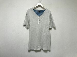 本物タケオキクチtkTAKEOKIKUCHIコットンヘンリーネックデカ半袖TシャツメンズサーフアメカジミリタリーワークビジネススーツXLグレー