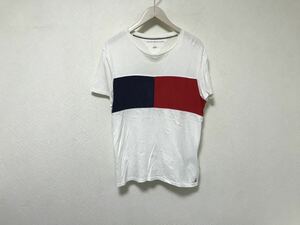 本物トミーヒルフィガーTOMMYコットン半袖Tシャツメンズサーフアメカジミリタリーワークホワイト白Mインド製