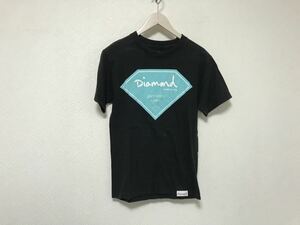 本物ダイアモンドサプライDiamondコットンロゴプリント半袖Tシャツメンズサーフアメカジミリタリーワークストリート黒ブラックSアメリカ製