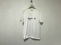 本物アニエスべーオムagnesb.コットンロゴ刺繍半袖Tシャツメンズサーフアメカジミリタリーワークビジネススーツ白ホワイト2Mポルトガル製_画像1