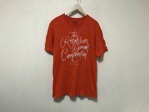 本物ロカウェアROCAWEARコットン刺繍半袖TシャツメンズサーフアメカジミリタリーワークストリートスケーターLオレンジインド製