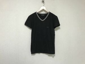 本物エンポリオアルマーニEMPORIOARMANIコットンVネック半袖Tシャツメンズサーフアメカジミリタリービジネススーツ黒ブラックM