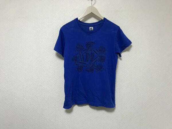 本物ハリウッドランチマーケットHRMコットンプリント半袖Tシャツメンズサーフアメカジビジネス青ブルー1S日本製