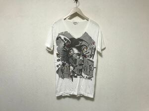 本物ディーゼルDIESELコットンプリントVネック半袖Tシャツメンズサーフアメカジミリタリービジネスゴルフ白ホワイトSインド製