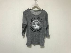 本物シップスジェットブルーSHIPSJETBLUEコットンカレッジプリント7部丈袖長袖TシャツロンTメンズサーフミリタリーワークアメカジMグレー