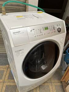大阪市発　引取対応シャープ ドラム式プラズマクラスター洗濯乾燥機（9kg）左開きES-V540-NL 難あり