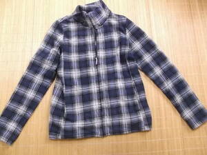  together prompt decision! Uniqlo UNIQLO made slim navy blue check fleece ZIPUP jumper 