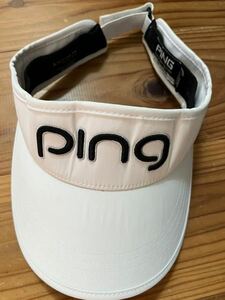 PING ゴルフサンバイザー 110 白×黒 ホワイト サンバイザー ピン 帽子 GOLF ゴルフウェア　ゴルフキャップ CAP