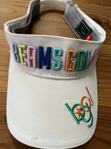 送料込み！ BEAMS GOLF ゴルフサンバイザー 白×パステルカラー ビームスゴルフ GOLF ゴルフウェア サンバイザー 帽子 ホワイト