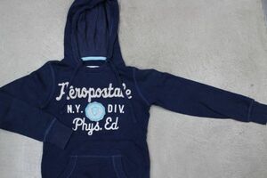 【古着 美品 レア LADY'S AEROPOSTALE プルオーバー ロゴ刺繍　スウェット 紺 XS】エアロポステール 3091