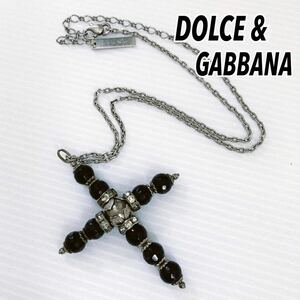 DOLCE&GABBANA ドルチェ&ガッバーナ D&G クロス 十字架 ネックレス ペンダント ラインストーン シルバー SV925 ドルガバ