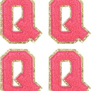 b-962 uxcell シェニールレターパッチ アイロン接着レターパッチ Qアルファベット装飾修理刺繍パッチ 衣類 靴 帽子 バックパック用4個入り