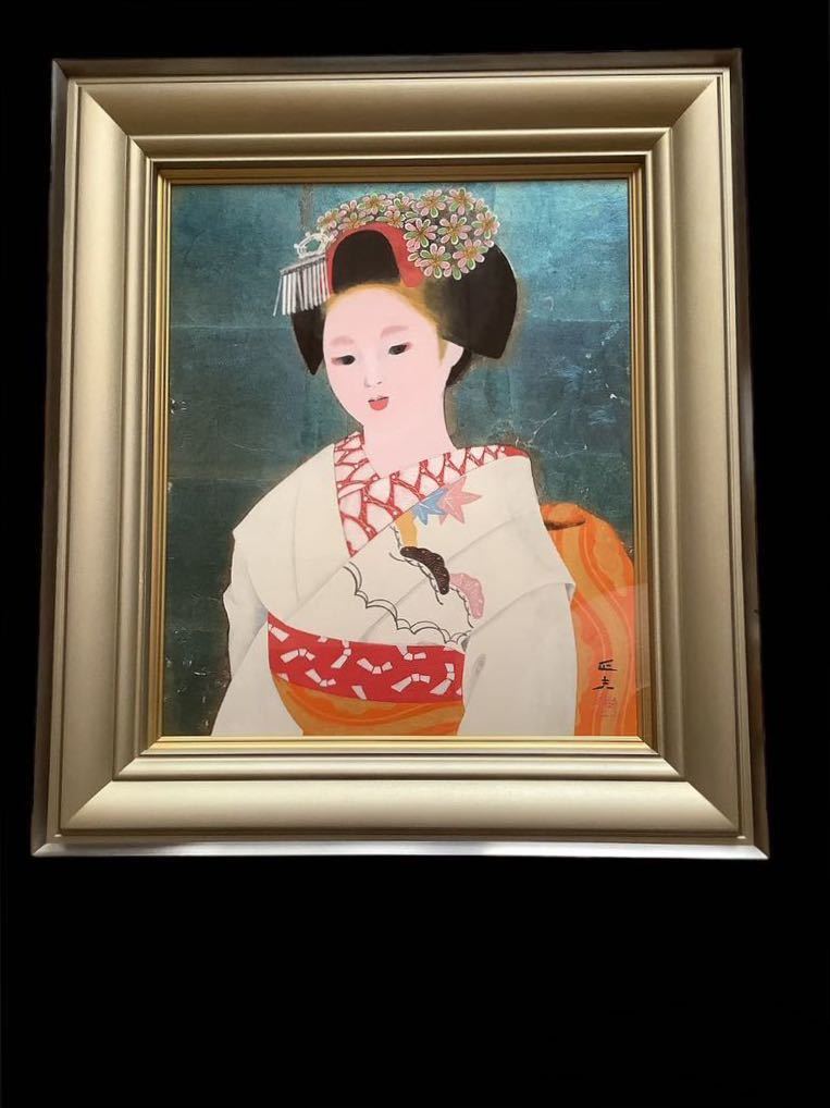 [Authentic work] Beautiful woman painting Oct554 [Masao Ebina Maiko] Japanese painting No. 8 Studied by Kigetsu Kikuchi Kyoto Women's painting Figure painting Framed Frame, artwork, painting, portrait