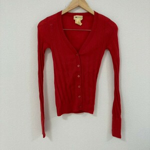 F8402NE athe vanessabrunoate Vanessa Bruno cardigan size 1 (XS rank ) red lady's France made wool 100% V neck thin .. feeling 