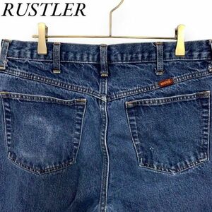 RUSTLER w34 アメリカ古着　ジーンズ　デニムパンツ　ワイド　ラスラー　太め　メンズ