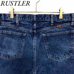 RUSTLER w34 アメリカ古着　ジーンズ　デニムパンツ　ワイド　ラスラー　厚手　太め　メンズ