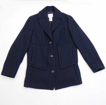 CELINE セリーヌ コート ジャケット ウール100％ 40 ネイビー アウター レディース [58430]_画像3