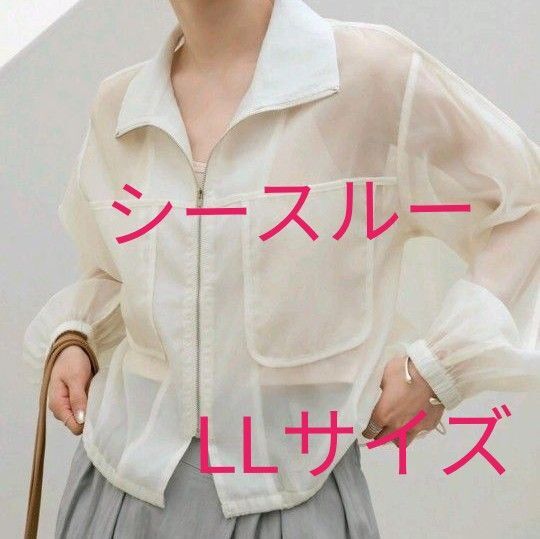 【未使用】シースルートップス ジャンパー アウター 前開き 羽織り レディーストップス ブルゾン
