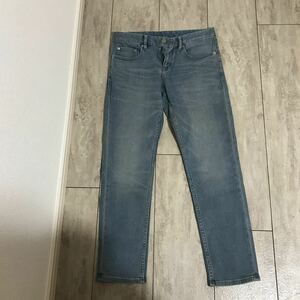 N1027-3 良品 UNIQLO ユニクロ 古着感 色落ち感 23 レディース カジュアルデニムコーデ ウエスト58.5cm XSサイズ相当　色　水色