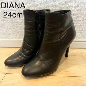 DIANA ダイアナ ブラック 黒 ショートブーツ サイドジップブーツ24cm 日本製 