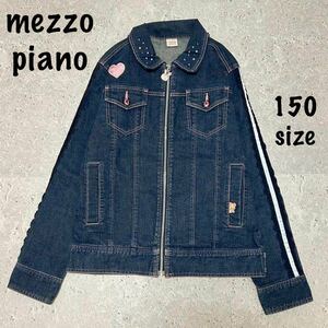 メゾピアノ mezzo piano 女の子　150 ジージャン　デニムジャケット　ベリエちゃん　良品　ジップアップ　ブルゾン　ジャケット