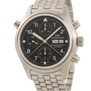 【3年保証】 IWC ドッペル クロノグラフ IW371319 黒 アラビア デイデイト ラトラパンテ 耐磁 生産終了 希少 自動巻き メンズ 腕時計