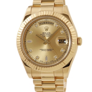 【3年保証】 ロレックス デイデイト 2 218238A ランダム番 K18YG無垢 純正ダイヤ シャンパン 自動巻き メンズ 腕時計