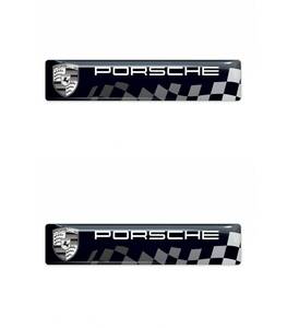 即納 ポルシェ PORSCHE レーシング 3D 80mm x 15mm 2枚セット ステッカー 《送料無料》