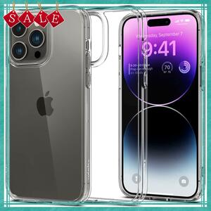 【在庫処分】ケース iPhone14Pro クリア 耐衝撃 米軍MIL規格 黄変防止 ストラップホール Spigen 透明 ワイヤ