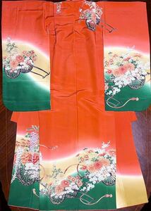 * flower car . feather pattern! silk 7 -years old woman . festival . put on * fine quality cloth The Seven-Five-Three Festival .50(11) value largish with translation 