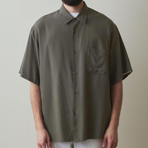 Steven Alan スティーブンアラン / CLLOS TWILL REGULAR COLLAR BOX SHORT SLEEVE SHIRT -LOOSE/シャツ オリーブ L