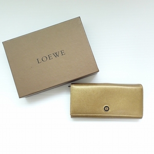 #anzw ロエベ LOEWE 財布 ゴールド系 長財布 ロゴ 光沢 箱付き レディース [571970]