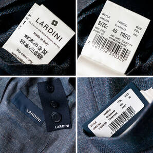 極上の艶リネンシルク■22春夏■新品19万【LARDINI】ラルディーニ/ブルー系光沢が爽やか2Bソリッドテーラードスーツ46ジャケットパンツ麻の画像10