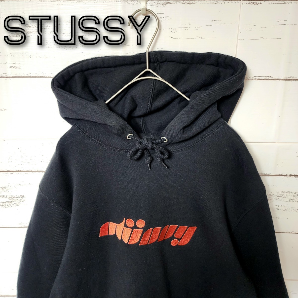 stussy ステューシー パーカー センターロゴ刺繍ファイヤーパターン