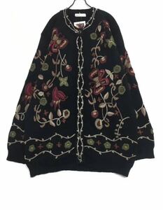 レディーストップス　長袖ニットセーター カーディガン 高品質100%ウール　暖かいふんわり　全幅精美刺繍