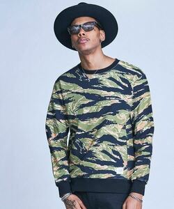 新品★定価2万★クライミーCRIMIE★TIGER CAMO SWEAT CREW NECK タイガーカモ スウェットクルーネック★トレーナー ミリタリー迷彩柄 XL