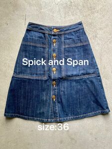 【Spick&Span】スピック&スパン デニムフレアスカート ひざ丈 size 36 日本製