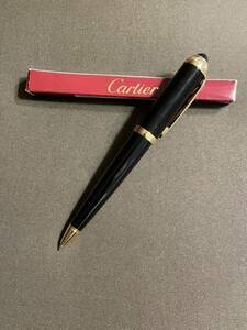 美品　仏製 Cartier カルティエ ロードスター ドゥ カルティエ ブルーレジン ツイスト式 ボールペン ブラック×ゴールド 