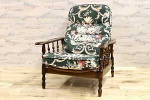 GMGS129○karimoku / カリモク リクライナー 1人掛けソファ ラウンジチェア コロニアル カントリー シングルソファ 定価9.57万 美品