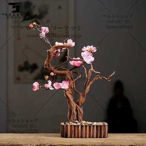 梅 生け花 造花 盆栽 置物 置き物 和風 手作り 木製 工芸品 リアル インテリア 癒し 雑貨 茶道 瞑想 風水