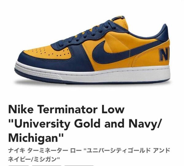 Nike Terminator Low "University Gold and Navy/Michigan"26.5cm