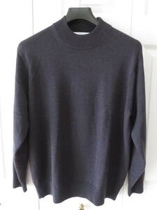 (美品)UNITED ARROWS green label relaxing/シルクミックス 天竺モックネックニット M DK.GRAY