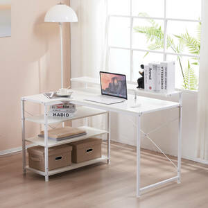 [ white ] computer desk L character 120cm 3 step rack attaching high desk attaching desk wooden sewing machine pcs study desk . a little over desk 