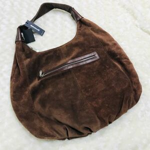 D[BERGE] tag attaching unused one shoulder shoulder bag tote bag suede lady's retro Brown hand .. bag unisex 