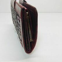 D【イールスキン】 うなぎ皮 本革レザー 長財布 ウォレット カード 札入 小銭入 茶ブラウン 金運 ヴィンテージ 女性 レディース婦人 レトロ_画像5