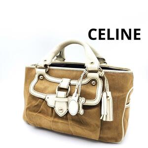 CELINE キャンバス　レザー　ハンドバッグ　ブギーバッグ　チャーム付き